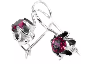 Plata de ley 925 925 Ruby pendientes vec013s Ruso Soviético URSS Estilo vintage Art Deco style